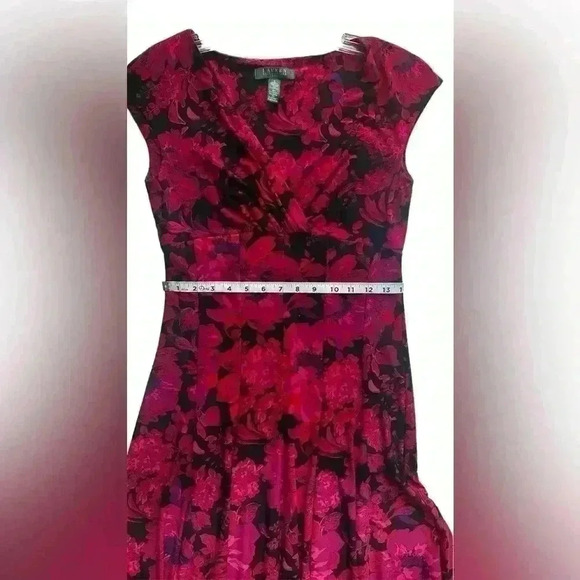 NWOT Lauren by Ralph Lauren Pink Floral Print Swing Dress Size 4 (D225) - Picture 7 of 8